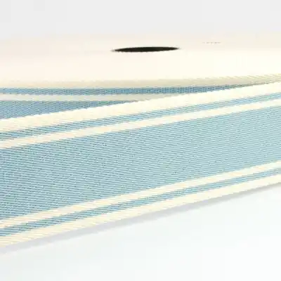 Geld-Zurück-Garantie 4cm Gurtband Streifen breit hellblau creme – Taschengurt Gürtelband Rucksack Gurt