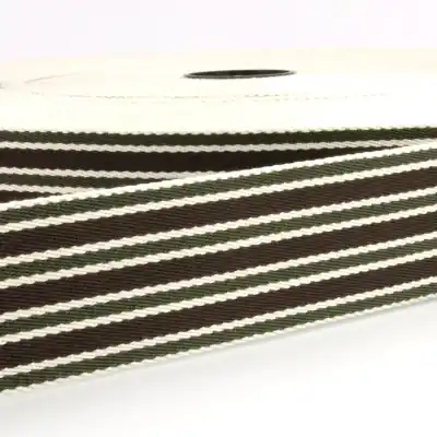 Jetzt Kaufen 4cm Gurtband Streifen braun oliv creme – Taschengurt Gürtelband Rucksack Gurt