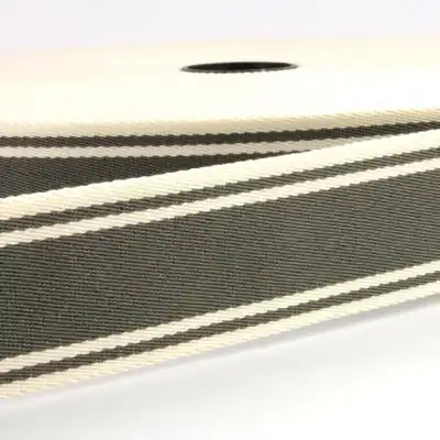 4cm Gurtband Streifen breit grau creme – Taschengurt Gürtelband Rucksack Gurt Zertifiziert