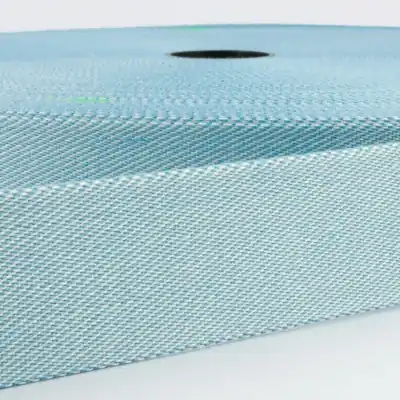 Expressversand 4cm Gurtband Doubleface Streifen hellblau weiß – Taschengurt Gürtelband beidseitig nutzbar