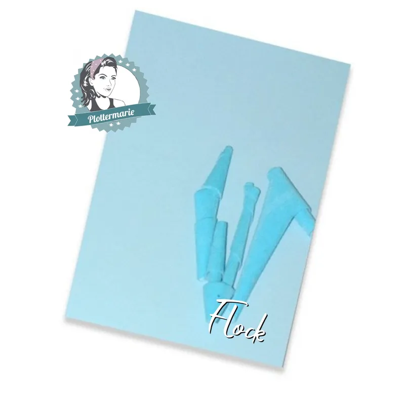 Flockfolie für Textildruck ice hellblau A4 – Plotterfolie von Plottermarie Flock Velours 480µ Markenware