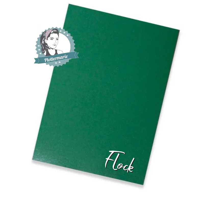 Flockfolie für Textildruck grün A4 – Plotterfolie von Plottermarie Flock Velours 480µ Exklusiv