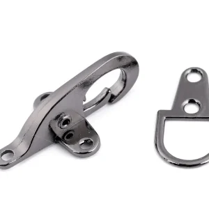 Verschluss Karabiner und D Ring nickel schwarz – Schließe für Mantel Tasche & Tuch Echt