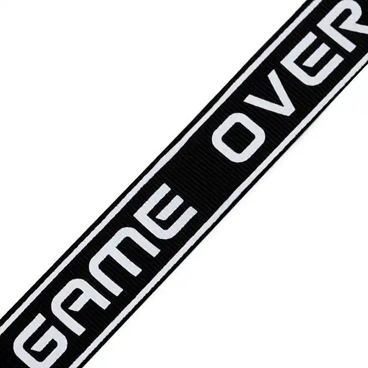 Ripsband GAME OVER schwarz weiß 2,5cm breit – Gurtband Webband Saumband Kordel Schneller Versand