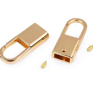 Mini Karabiner gold für 9mm breite Flachkordel oder Webbänder - für Brillen- oder Maskenbänder Limited Edition