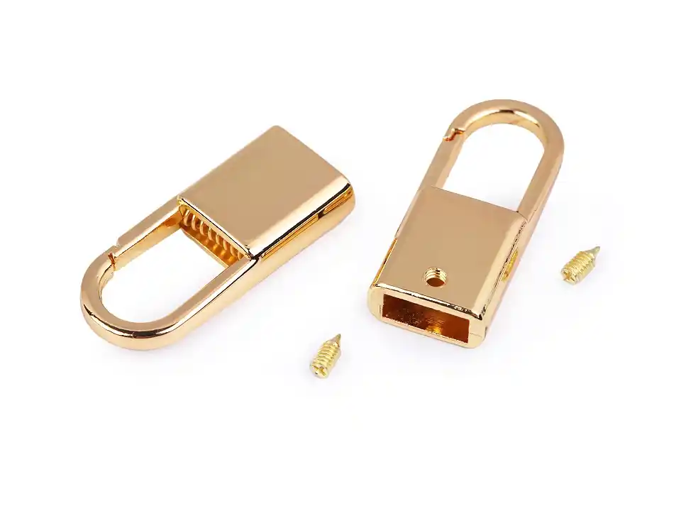 Mini Karabiner gold für 9mm breite Flachkordel oder Webbänder – für Brillen- oder Maskenbänder Limited Edition