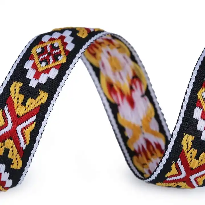 Webband Indianer Ethno gelb rot – schmales Gurtband 2cm breit Sonderaktion