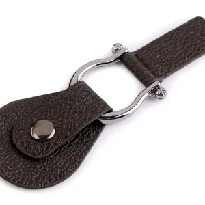 Saisonangebot Kunstleder Verschluss mit Metallring & Druckknopt braun – Schließe für Mantel Tasche & Tuch