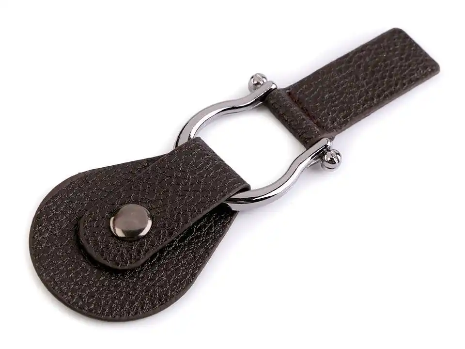Saisonangebot Kunstleder Verschluss mit Metallring & Druckknopt braun – Schließe für Mantel Tasche & Tuch