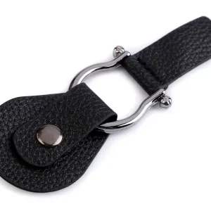 Kunstleder Verschluss mit Metallring & Druckknopt schwarz – Schließe für Mantel Tasche & Tuch Meistverkauft