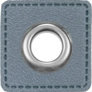 Ösen auf Kunstleder zum Aufnähen - Ösen Patches Ø 11mm in hellblau Neuheit