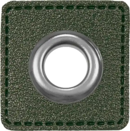 Ösen auf Kunstleder zum Aufnähen – Ösen Patches Ø 11mm in dunkelgrün Garantierte Lieferung