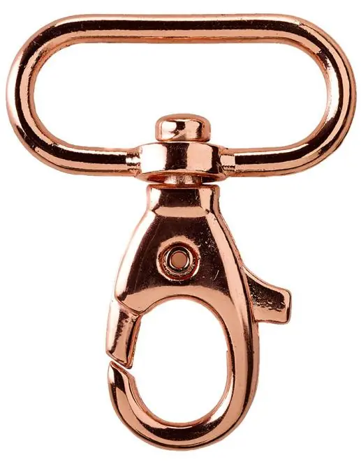 Kostenloser Rückversand Metall Karabiner 25mm rose gold kupfer – für Taschen & Gurtbänder – drehbares Gelenk