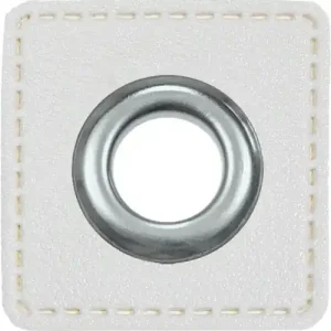 Gratis Versand Ösen auf Kunstleder zum Aufnähen - Ösen Patches Ø 11mm in weiß
