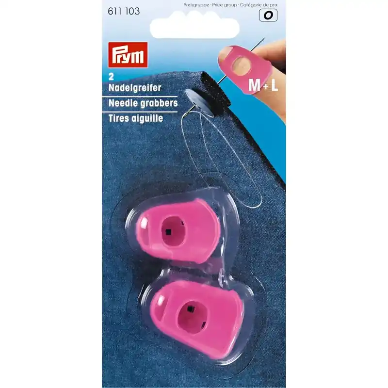 Original 2 Nadelgreifer Silikon pink Gr. M und L – Fingerhut von Prym für Quilting & Co.