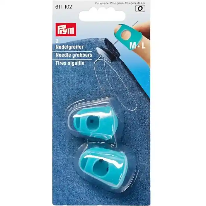 2 Nadelgreifer Silikon türkis Gr. M und L – Fingerhut von Prym für Quilting & Co. Markenprodukt