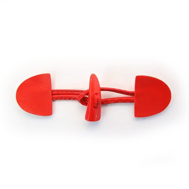 Kostenloser Versand Dufflecoat Verschluss rot 11cm lang – Knebel Knopf Mantelverschluss