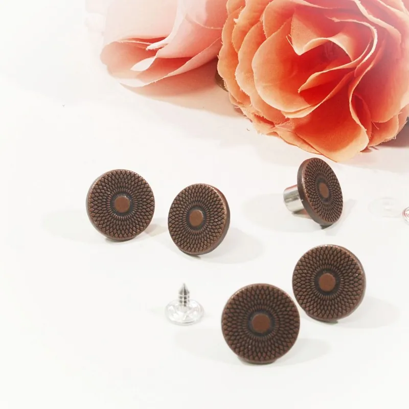 Jeansknopf aus Metall mit Mandala altkupfer– Ø15mm mit Niete Knopf Online Kaufen