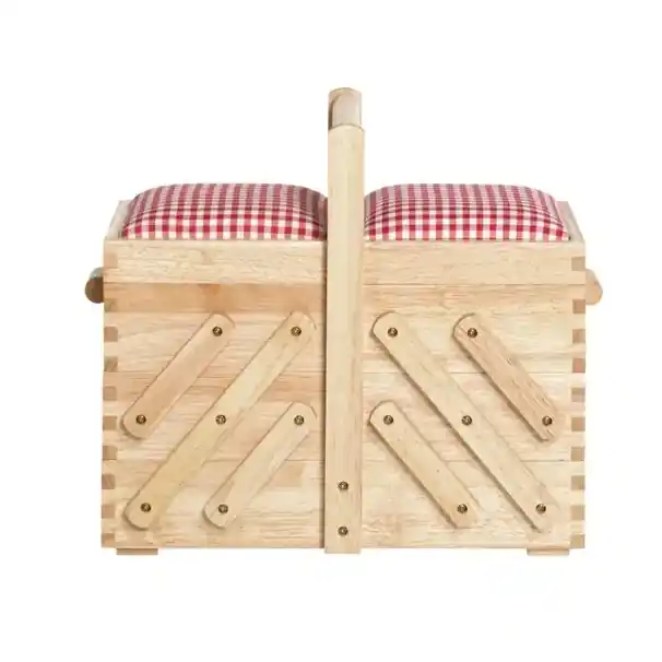 Highlight Nähkasten helles Holz mit Stoff Gr. M von Prym – Nostalgie Nähkästchen Nähkorb