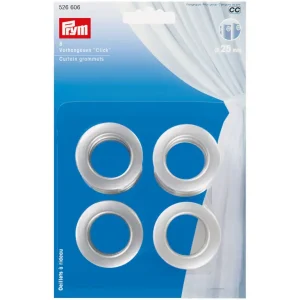 8 Maxi Ösen aus Kunststoff matt silber 25mm - Vorhangösen Gardinenringe Stoffösen Click von Prym Gleich Bestellen