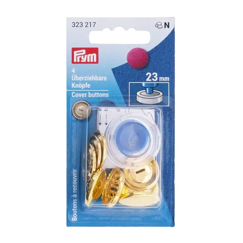 Saisonangebot 4 überziehbare Knöpfe 23mm mit Werkzeug von Prym – Knöpfe selbst beziehen