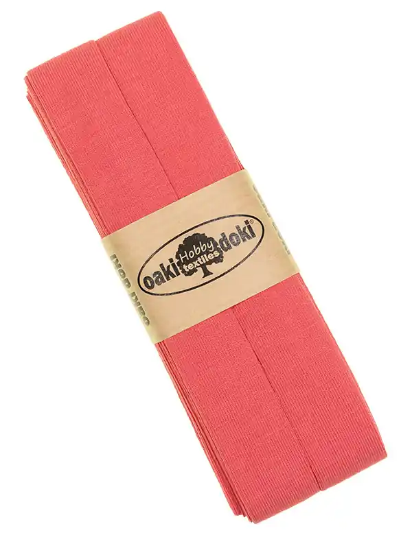 3m Elastisches Schrägband aus Jersey coral pink – Jerseyschrägband 40/20/10 Mengenrabatt