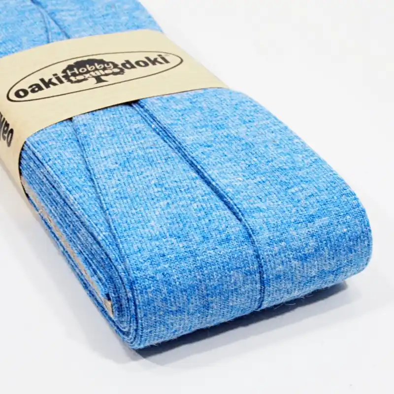 Exklusiv 3m Elastisches Schrägband aus Jersey jeansblau meliert – Jerseyschrägband 40/20/10