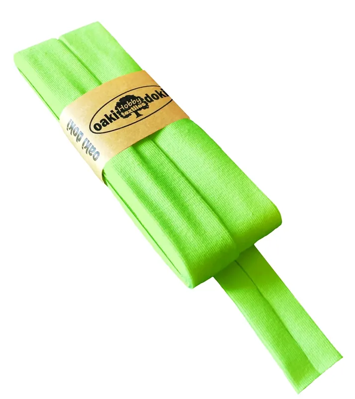 3m Elastisches Schrägband aus Jersey neongrün – Jerseyschrägband 40/20/10 Sonderaktion
