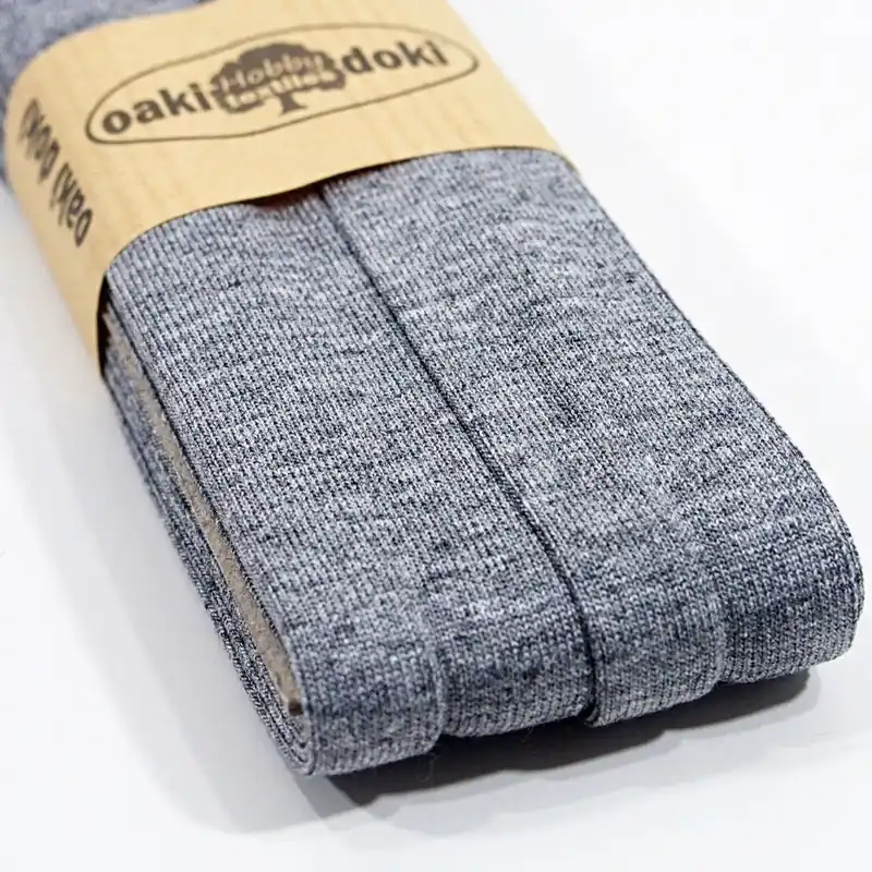 Ab Werk 3m Elastisches Schrägband aus Jersey grau meliert – Jerseyschrägband 40/20/10