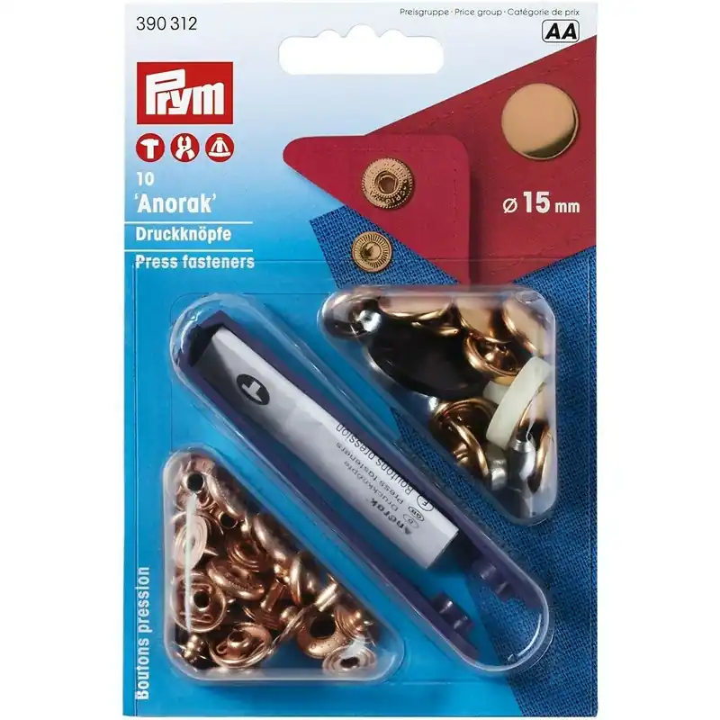 10 Anorak Druckknöpfe PRYM – 15mm kupfer rosegold mit Werkzeug Kostenloser Rückversand