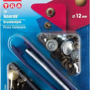 Sonderaktion 10 Anorak Druckknöpfe PRYM – 12mm altmessing mit Werkzeug