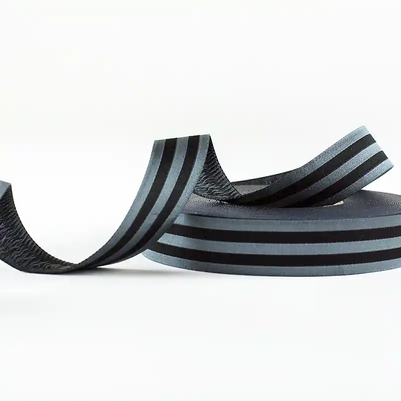 Webband STRIPES black Streifen schwarz grau – 2cm breit von Farbenmix Meistverkauft