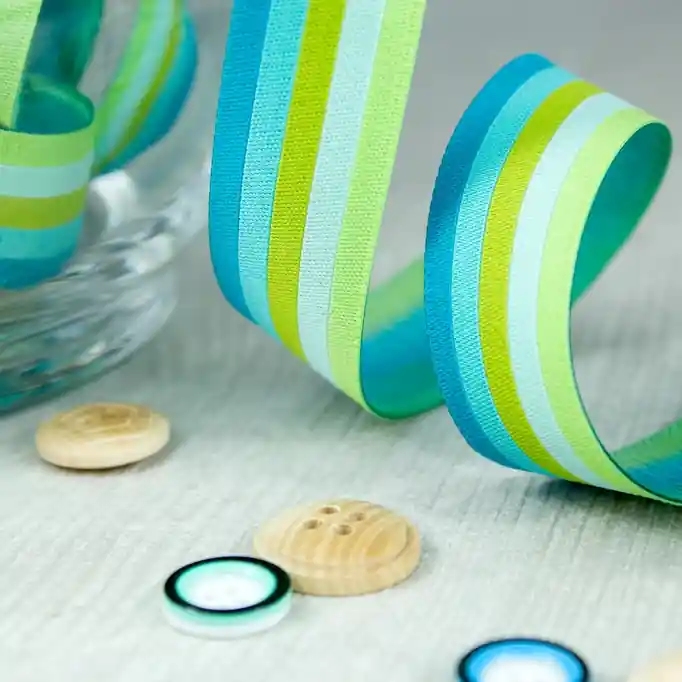 Webband STRIPES water Streifen türkis grün – 2cm breit von Farbenmix Highlight