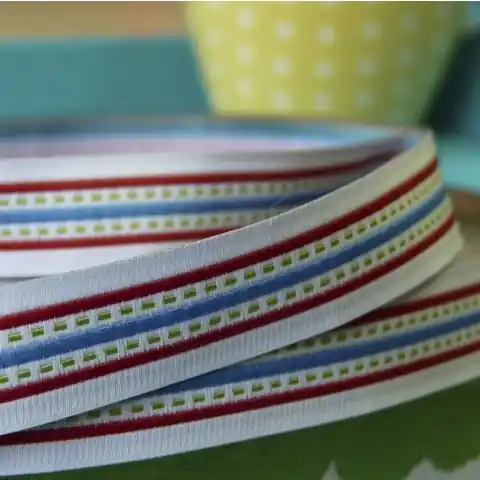 Preiswert Webband Borte Streif-o-meter – 1,5cm breit mit Streifen in blau rot grün