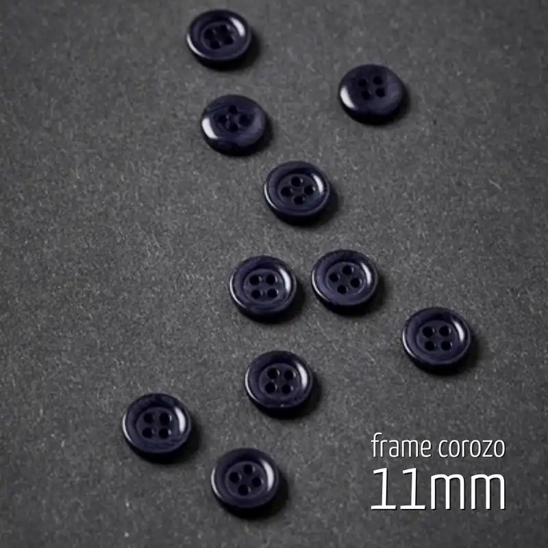 Knopf rund 11mm dunkelblau – 4 Loch Frame Corozo Button blueberry von meetMILK Neue Kollektion