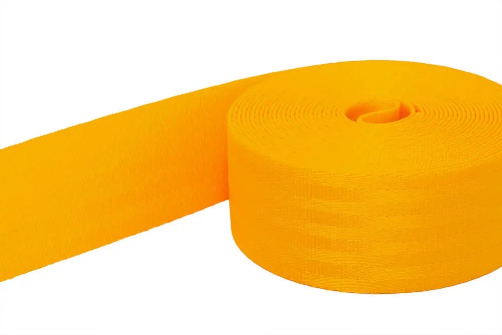 Geld-Zurück-Garantie Sicherheitsgurt Gurtband gelb – Taschengurt Gürtelband 3,8cm bis 1,5t belastbar