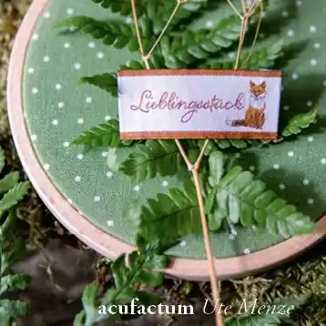 Neu Im Sortiment Webetikett Fuchs Lieblingsstück – Aufnäher von acufactum 2×4,5cm