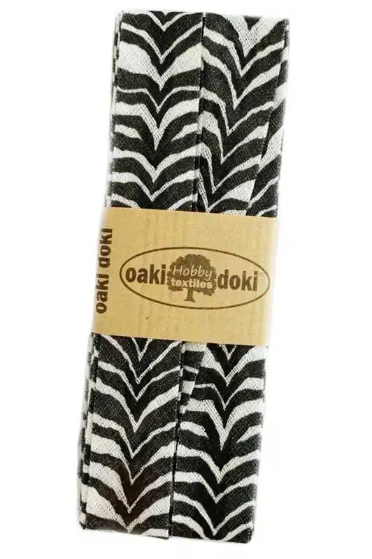 3m Schrägband Safari Zebra schwarz weiß – Animal Print Biasband Baumwolle 40/20/10 Geprüft