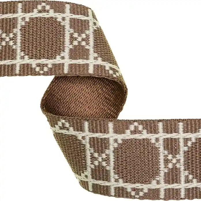 Exklusiv Gurtband dobleface braun beige mit grafischem Muster – Taschengurt Gürtelband-Copy