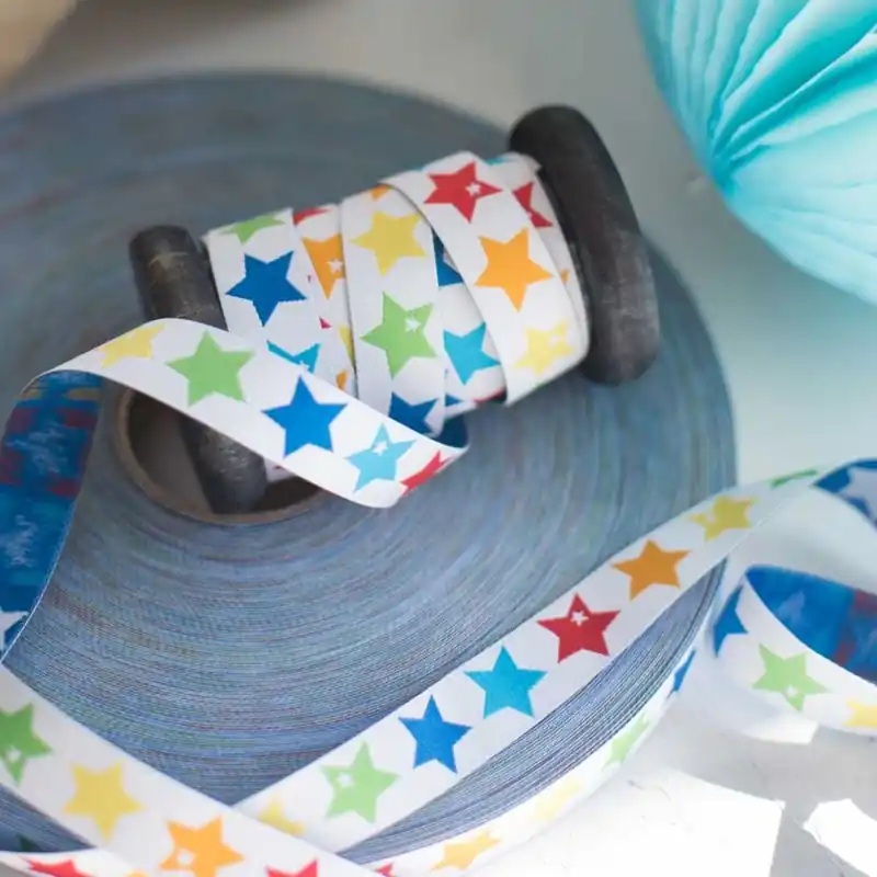 Webband by Graziela Regenbogen Sterne bunt – 1,5cm breit von Farbenmix Aktuell