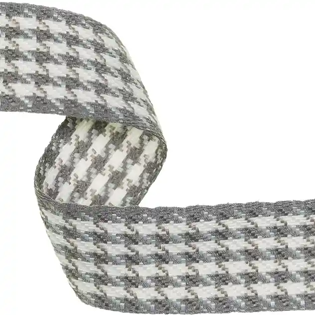 Soft Gurtband 2,5cm breit Hahnentritt grau – Taschengurt Einfassband Karomuster Band Ausverkauf