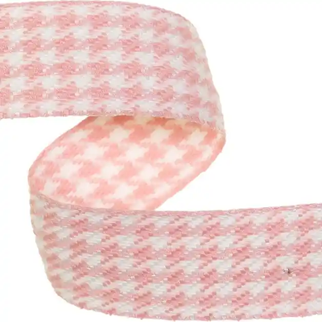 Soft Gurtband 2,5cm breit Hahnentritt altrosa – Taschengurt Einfassband Karomuster Band Premium