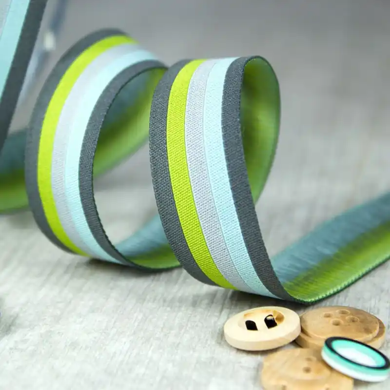 Webband STRIPES mountain Streifen grau grün – 2cm breit von Farbenmix Gleich Bestellen