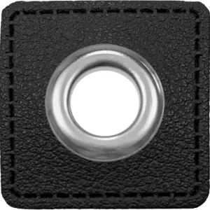 Wochenendangebot Ösen auf Kunstleder zum Aufnähen - Ösen Patches Ø 11mm in schwarz
