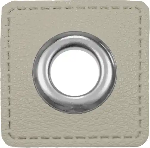 Ösen auf Kunstleder zum Aufnähen – Ösen Patches Ø 11mm in hellgrau Gratis Versand