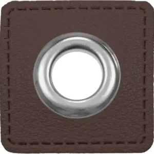 Ösen auf Kunstleder zum Aufnähen - Ösen Patches Ø 11mm in dunkelbraun Preiswert