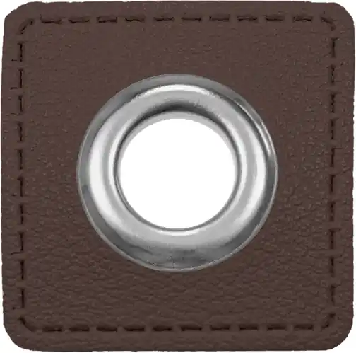 Ösen auf Kunstleder zum Aufnähen – Ösen Patches Ø 11mm in dunkelbraun Preiswert