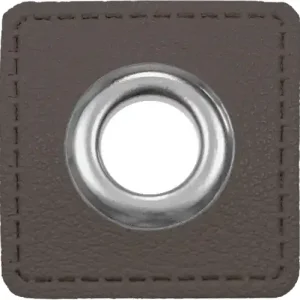 Ösen auf Kunstleder zum Aufnähen - Ösen Patches Ø 11mm in dunkelgrau Original