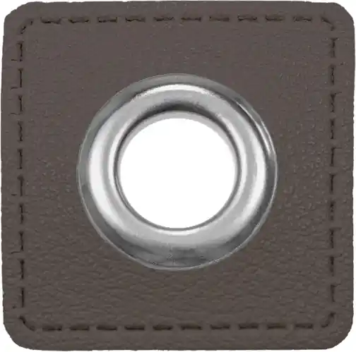 Ösen auf Kunstleder zum Aufnähen – Ösen Patches Ø 11mm in dunkelgrau Original