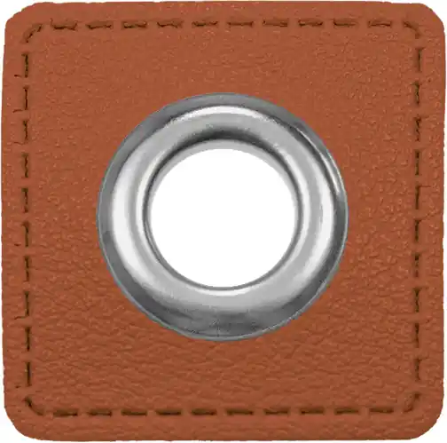 Limited Edition Ösen auf Kunstleder zum Aufnähen – Ösen Patches Ø 11mm in braun